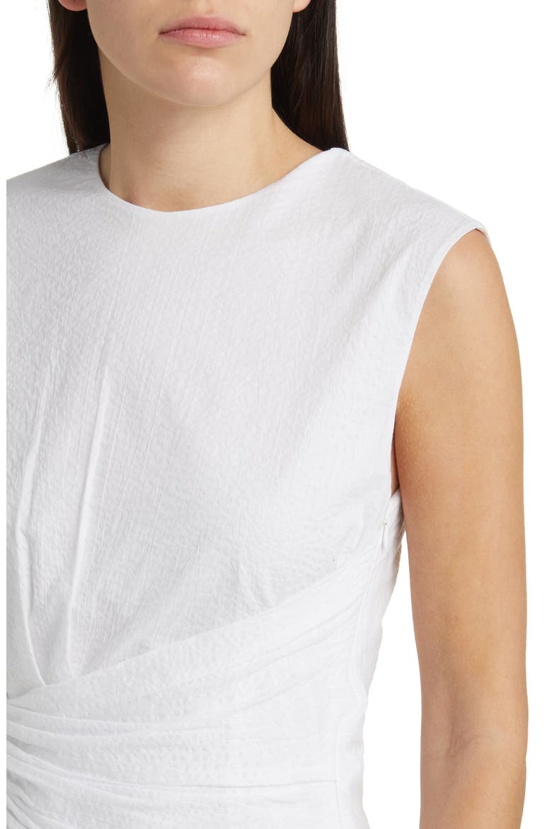 Ruched Sleeveless Cotton Midi Dress, Alternate, color, WHITE