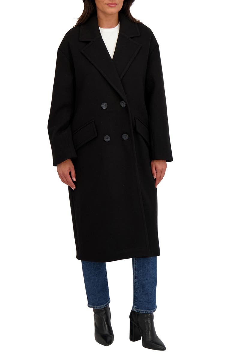 Sebby Double Breasted Coat, Main, color, Black