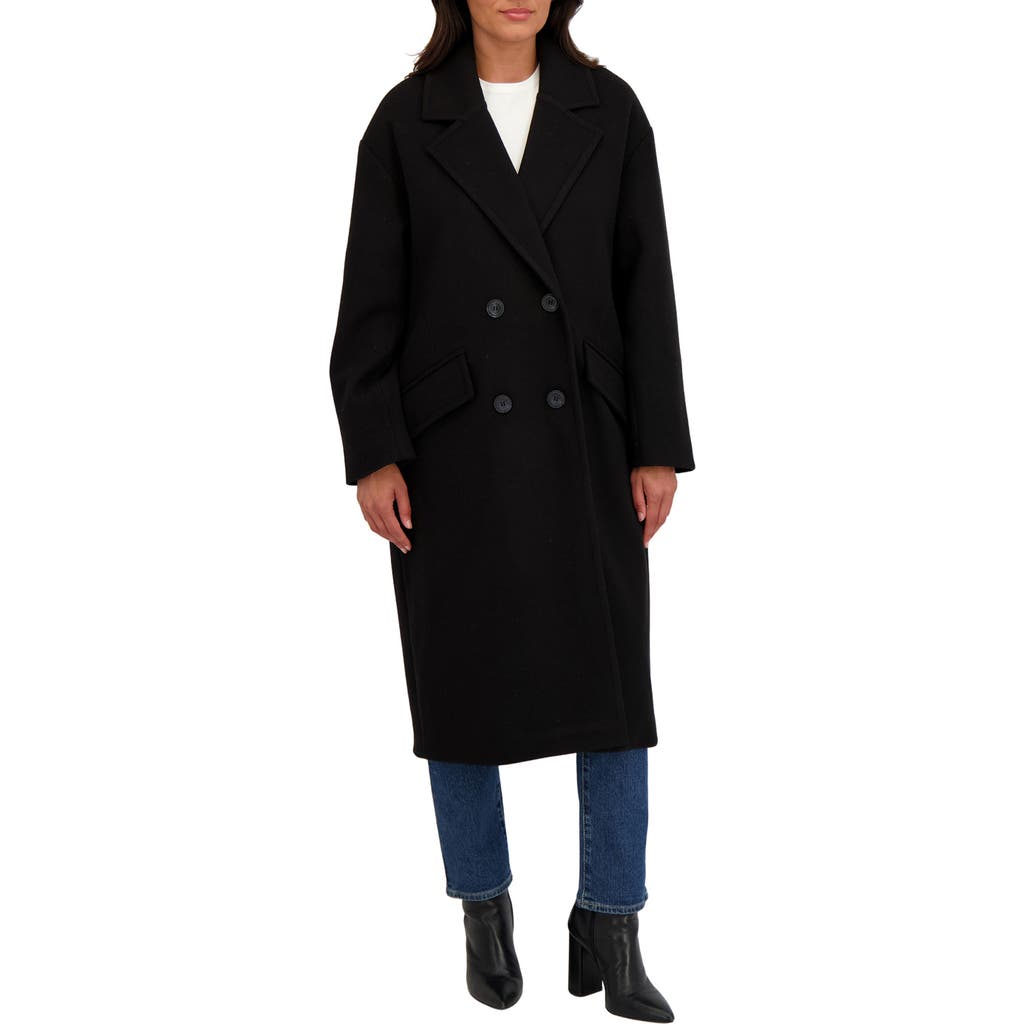Sebby Double Breasted Coat In Black