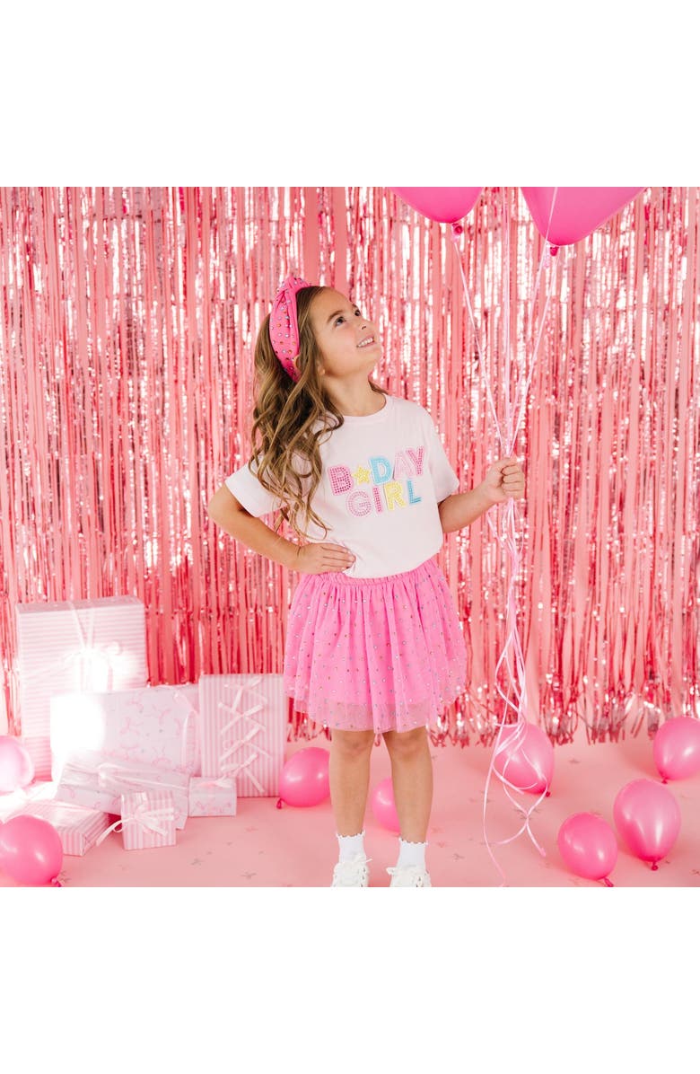 Sweet Wink Birthday Girl Rhinestone Patch Short Sleeve T-Shirt, Alternate, color, Ballet Pink