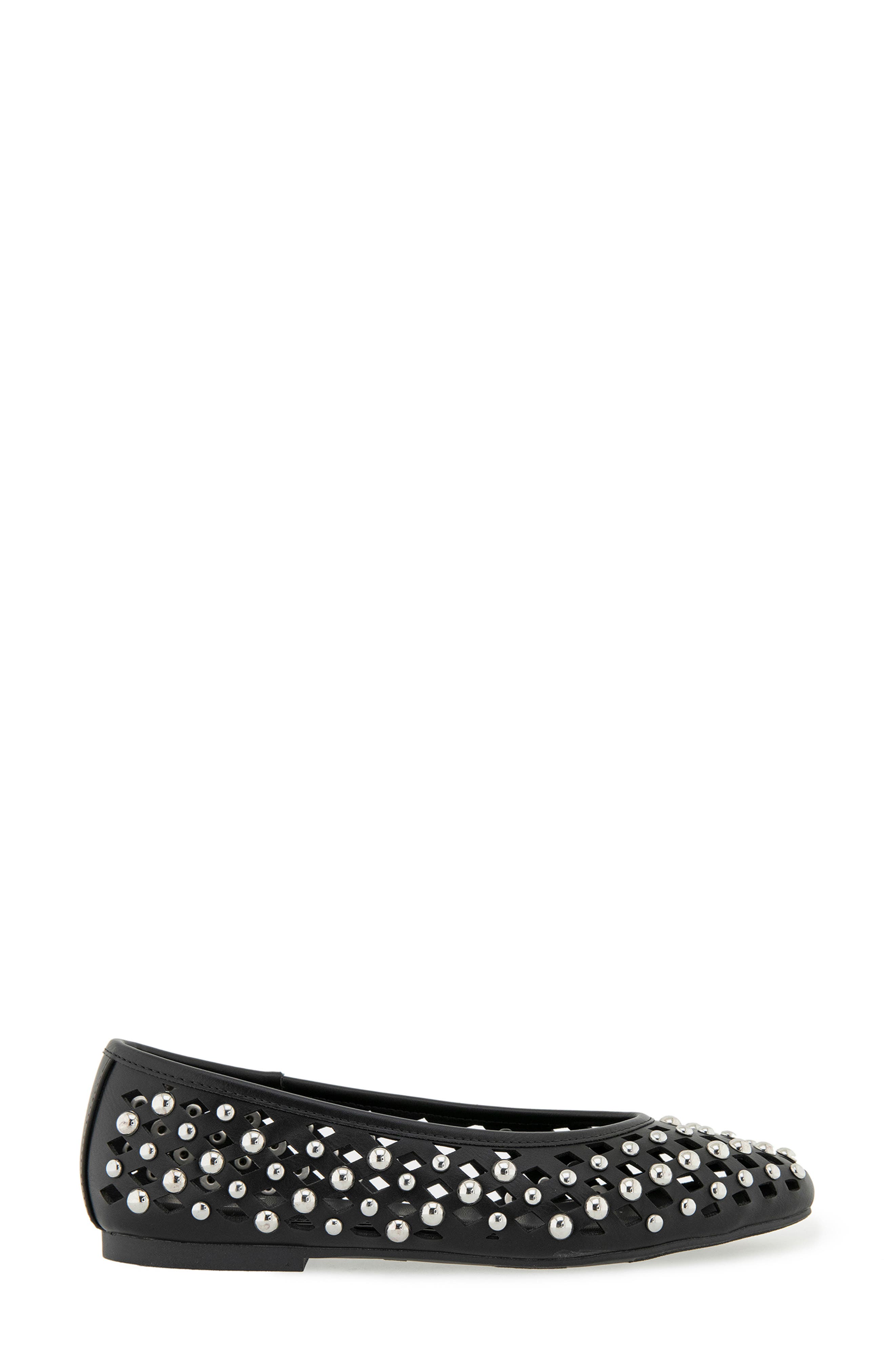 Rebecca Minkoff Delta Studded Flat, Alternate, color, Black