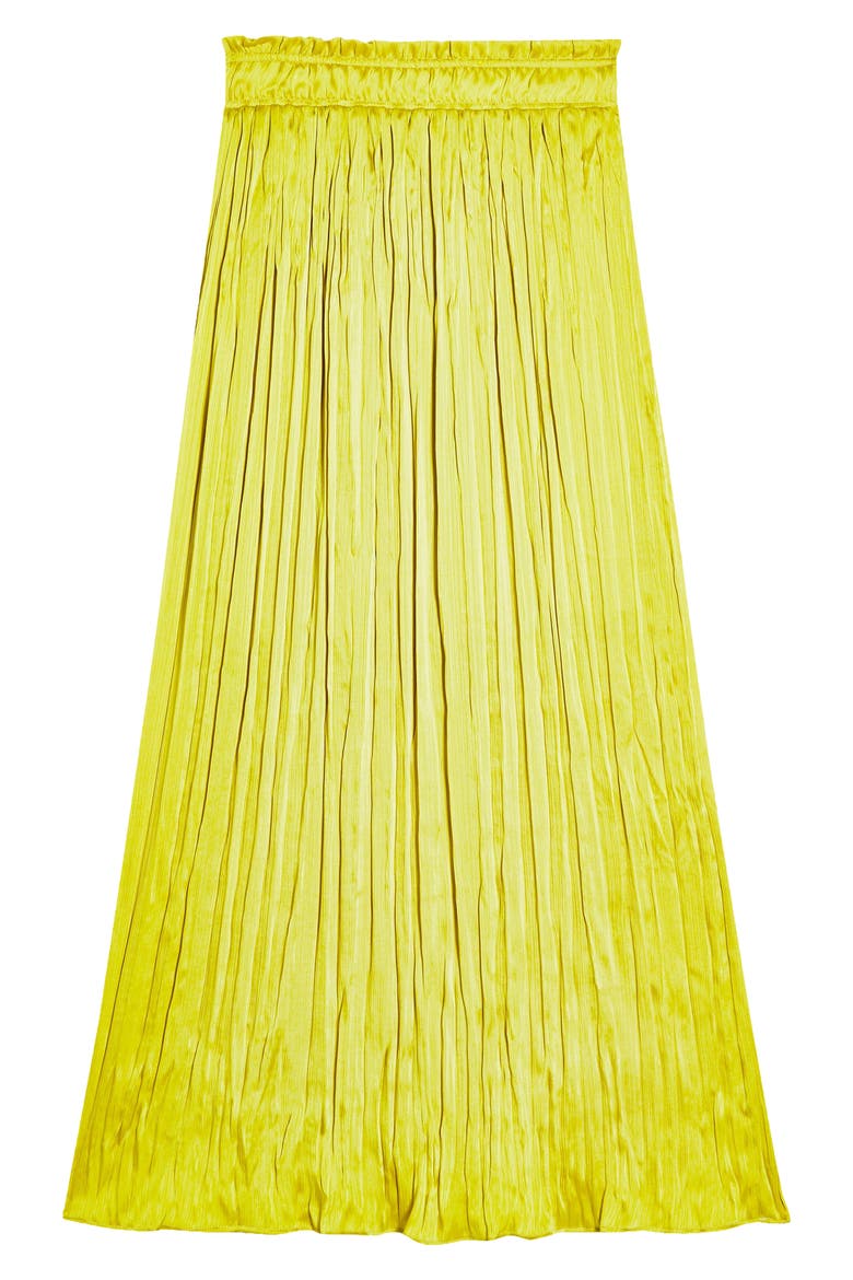 Pleated Crushed Satin Skirt, Alternate, color, YELLOW