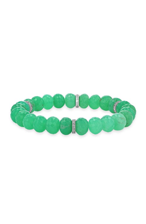 Sheryl Lowe Chrysoprase 9mm Bead Bracelet With 3 Diamond Rondelles In Green
