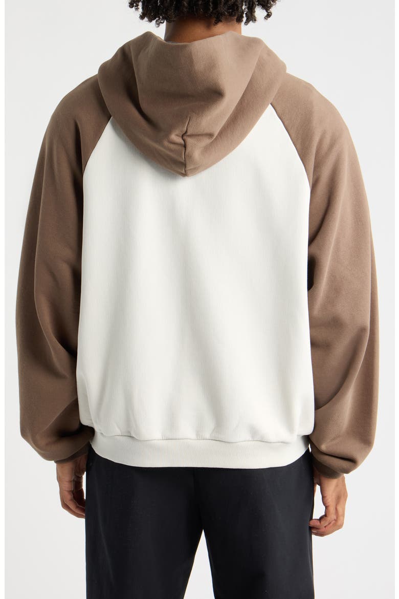 Ragglan Colorblock Zip Hoodie, Alternate, color, BONE/ BROWN