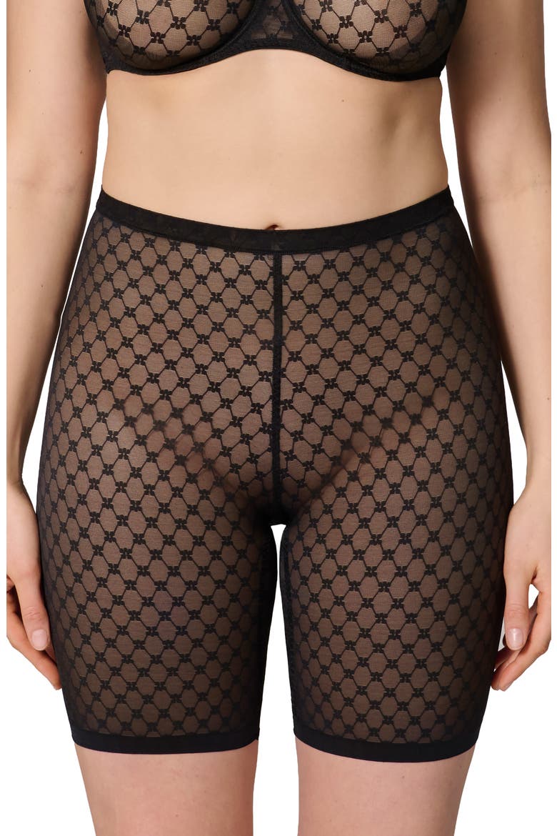 Plume Uplifting Embroidered Shaping Shorts, Alternate, color, BLACK