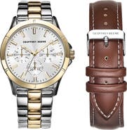 GEOFFREY BEENE EZ Change Bracelet Strap & Leather Strap Multifunction Watch, 41mm