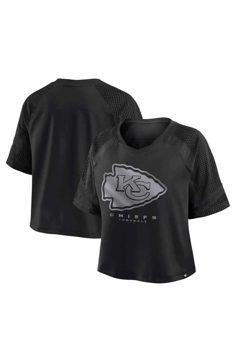 FANATICS Women's Fanatics Kansas City Chiefs Oversized Raglan V-Neck Blackout Fashion Jersey, Alternate, color, Black