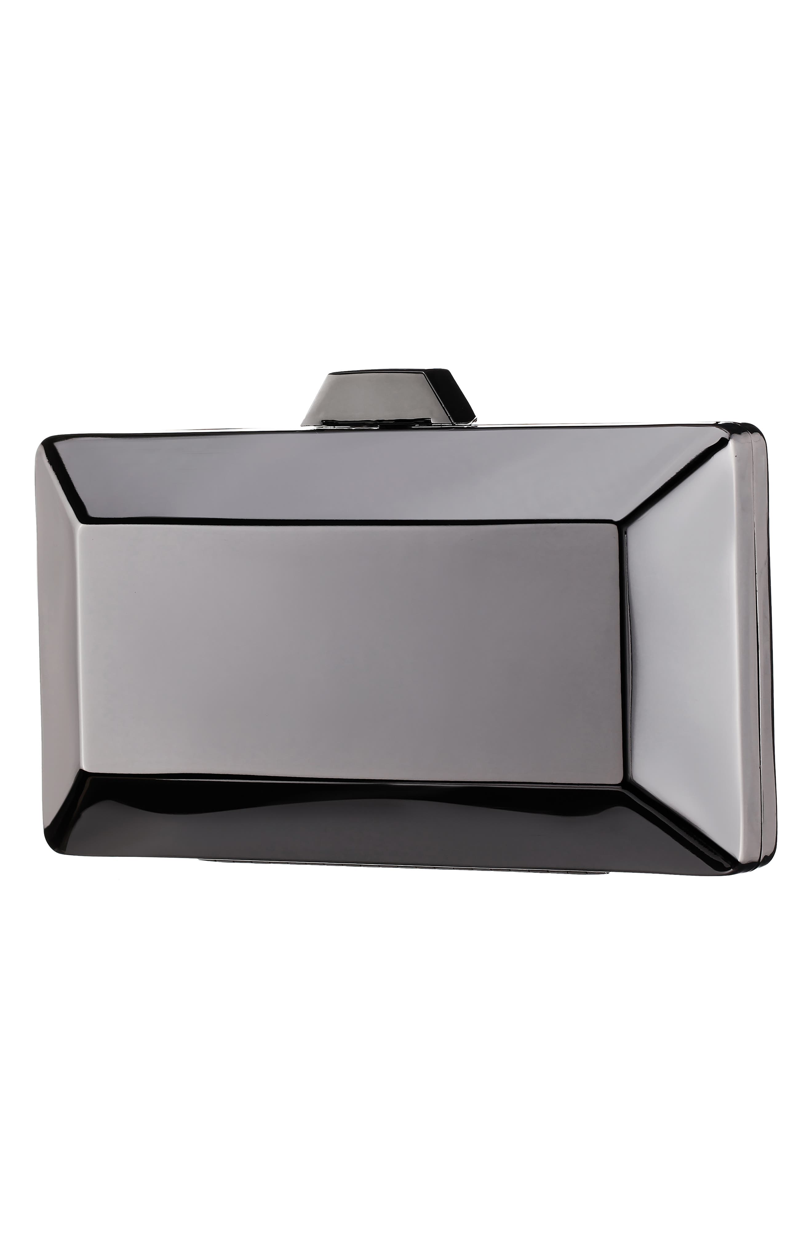 Nina Glint Frame Clutch, Alternate, color, Gunmetal