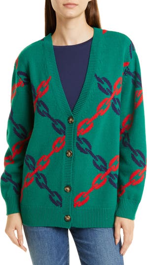 Clare V. Papi Chain Jacquard Wool & Cotton Blend Cardigan | Nordstrom
