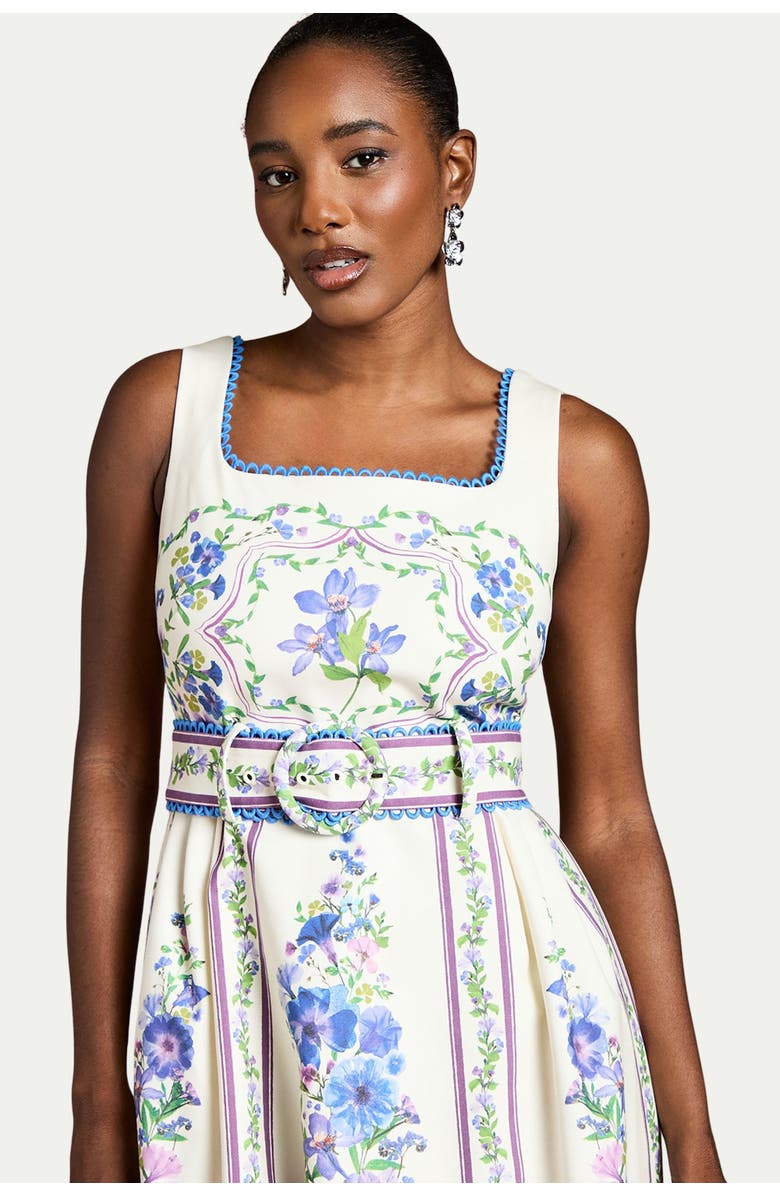 Coast Print Full Skirted Cotton Midi Dress, Alternate, color, Ivory