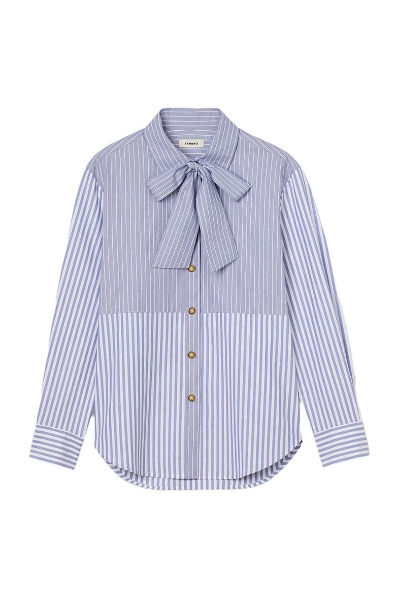 Striped shirt with removable tie, Alternate, color, Blu / white