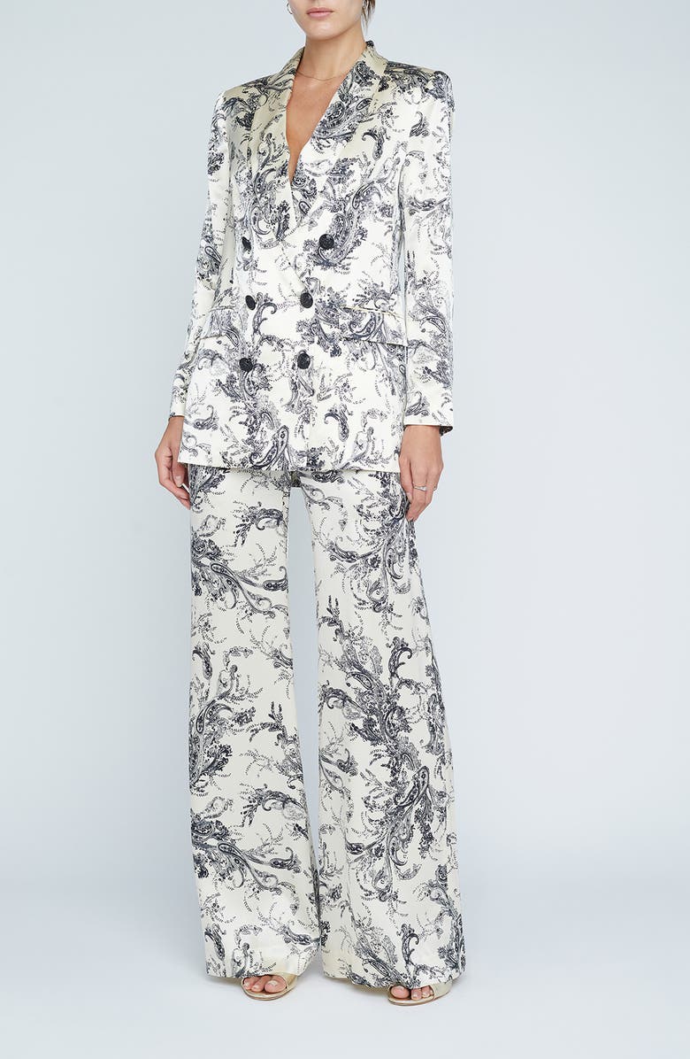 L'AGENCE Jayda Double Breasted Silk Blazer, Alternate, color,