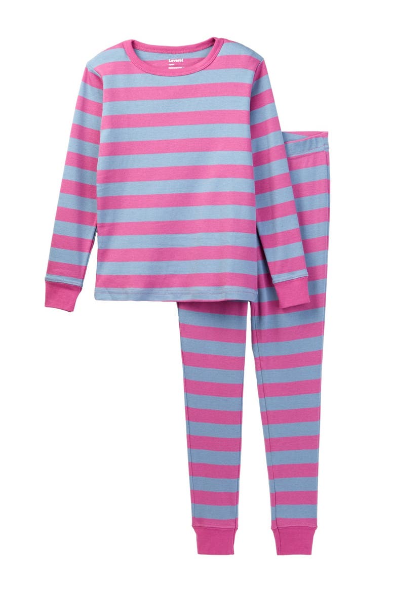 Purple Orchid Pajama Set, Alternate, color, PURPLE ORCHID & DENIM STRIPES