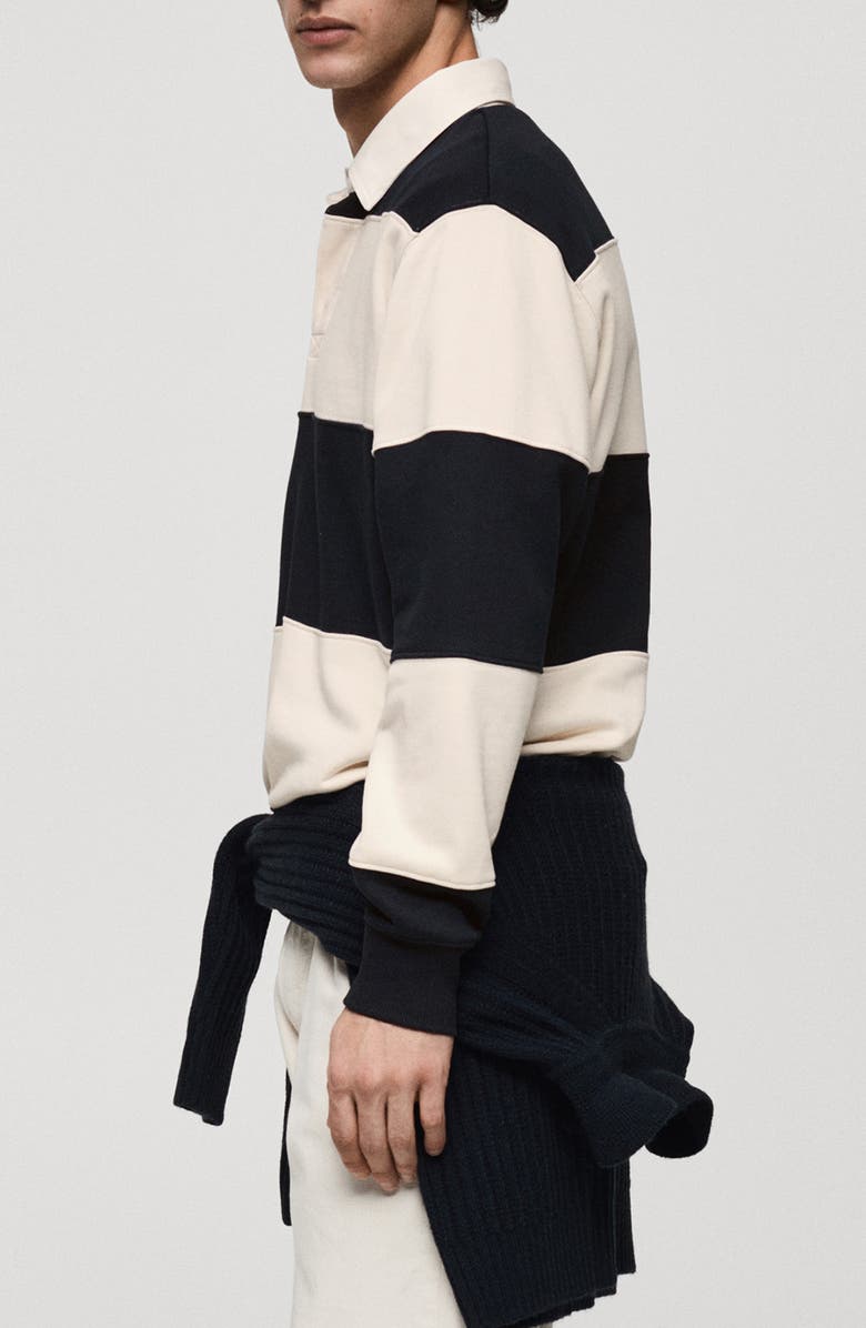 MANGO Stripe Cotton Polo Sweatshirt, Alternate, color, 