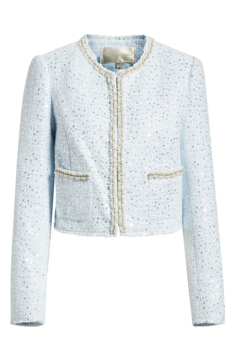 LoveShackFancy Kelli Sequin Embellished Tweed Crop Jacket, Main, color,