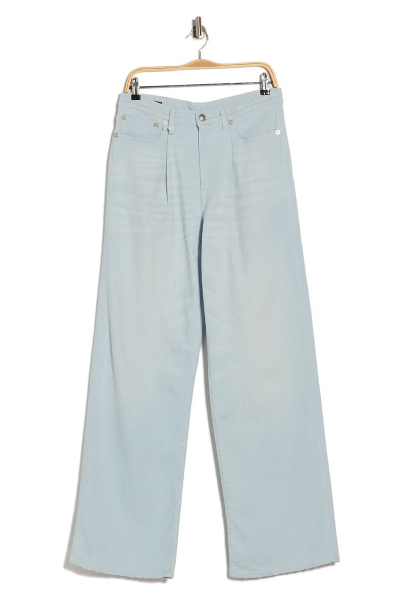 Damon Pleated Wide Leg Jeans, Alternate, color, FADED BLUE STRETCH