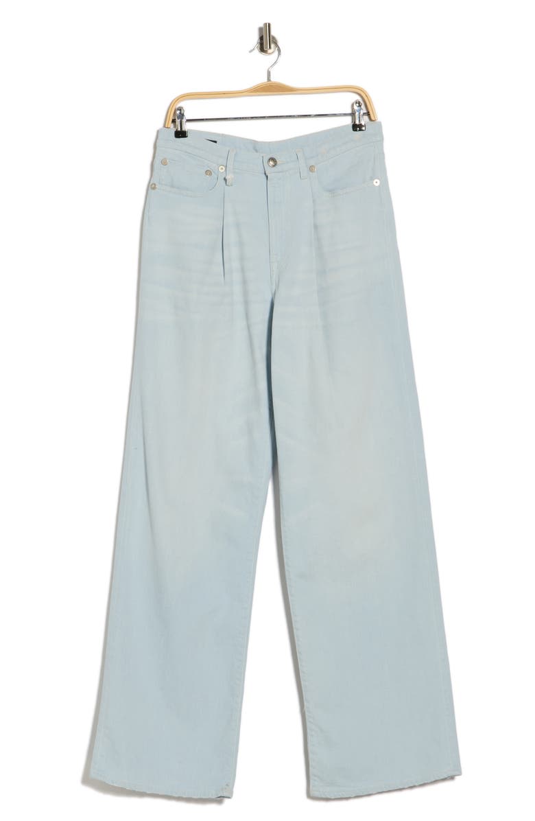 R13 Damon Pleated Wide Leg Jeans, Main, color, Faded Blue Stretch