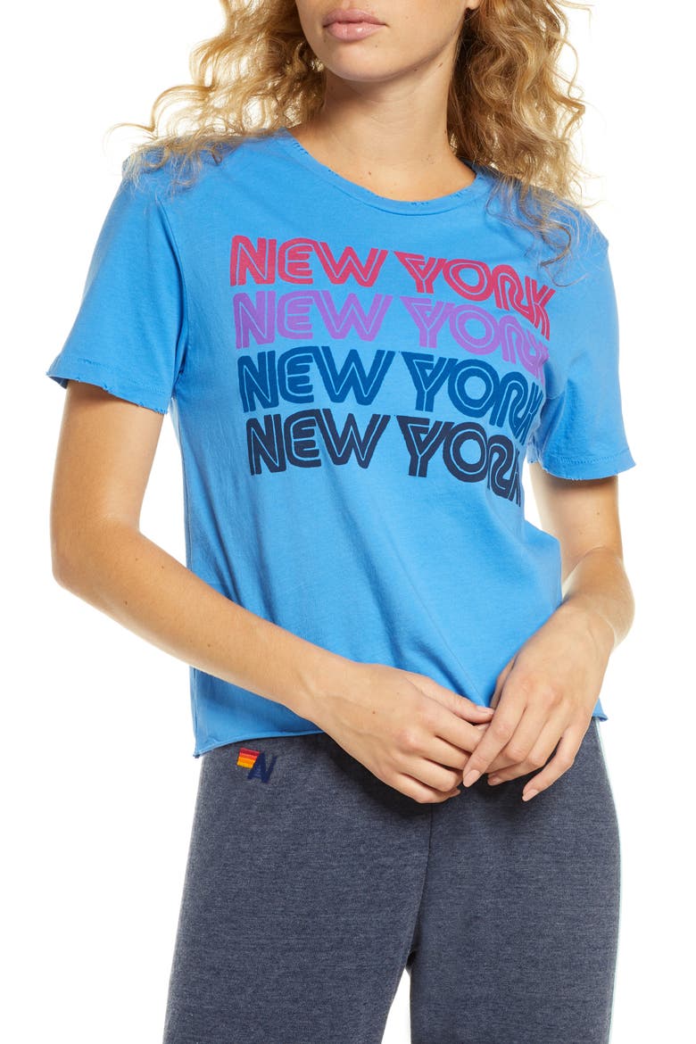 New York Repeat Graphic Boyfriend Tee, Main, color, VINTAGE BLUE