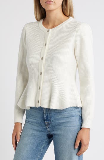 Sam Edelman Keegan Peplum Cardigan In Gardenia