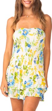 PQ SWIM Marie Ruffle Strapless Cotton Cover-Up Sundress