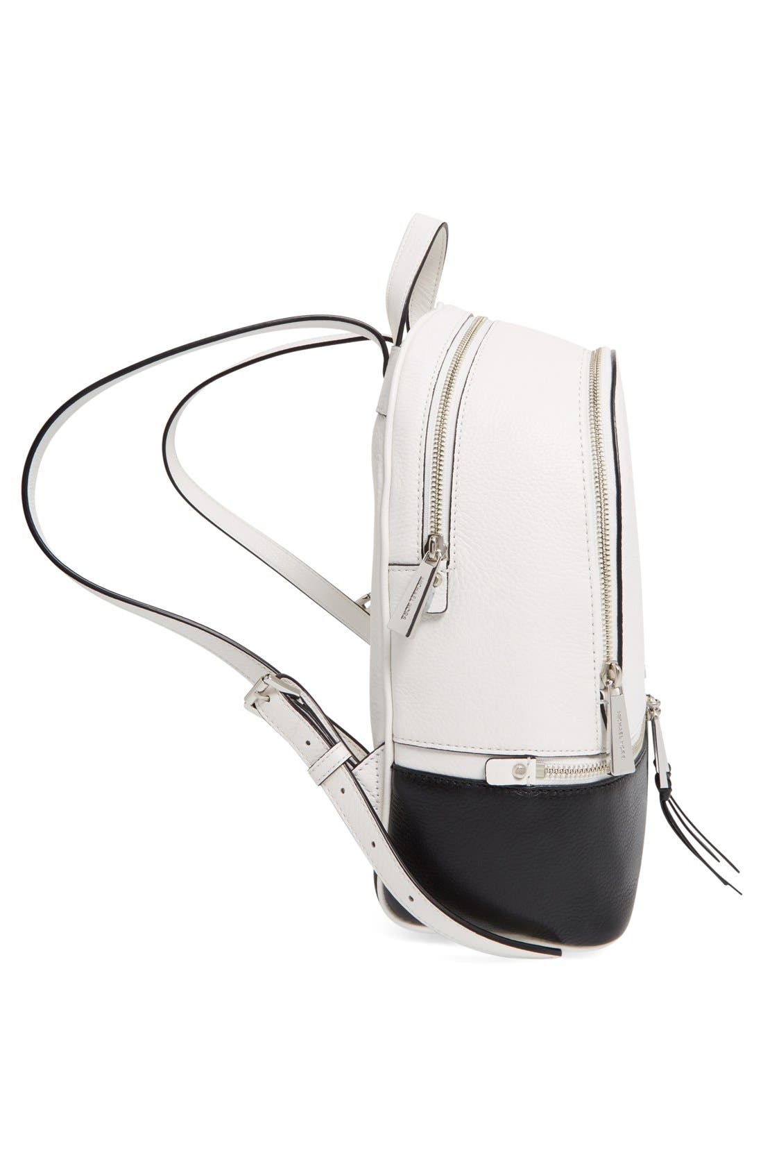 'Small Rhea' Leather Backpack, Alternate, color, WHITE/ BLACK/ SILVER