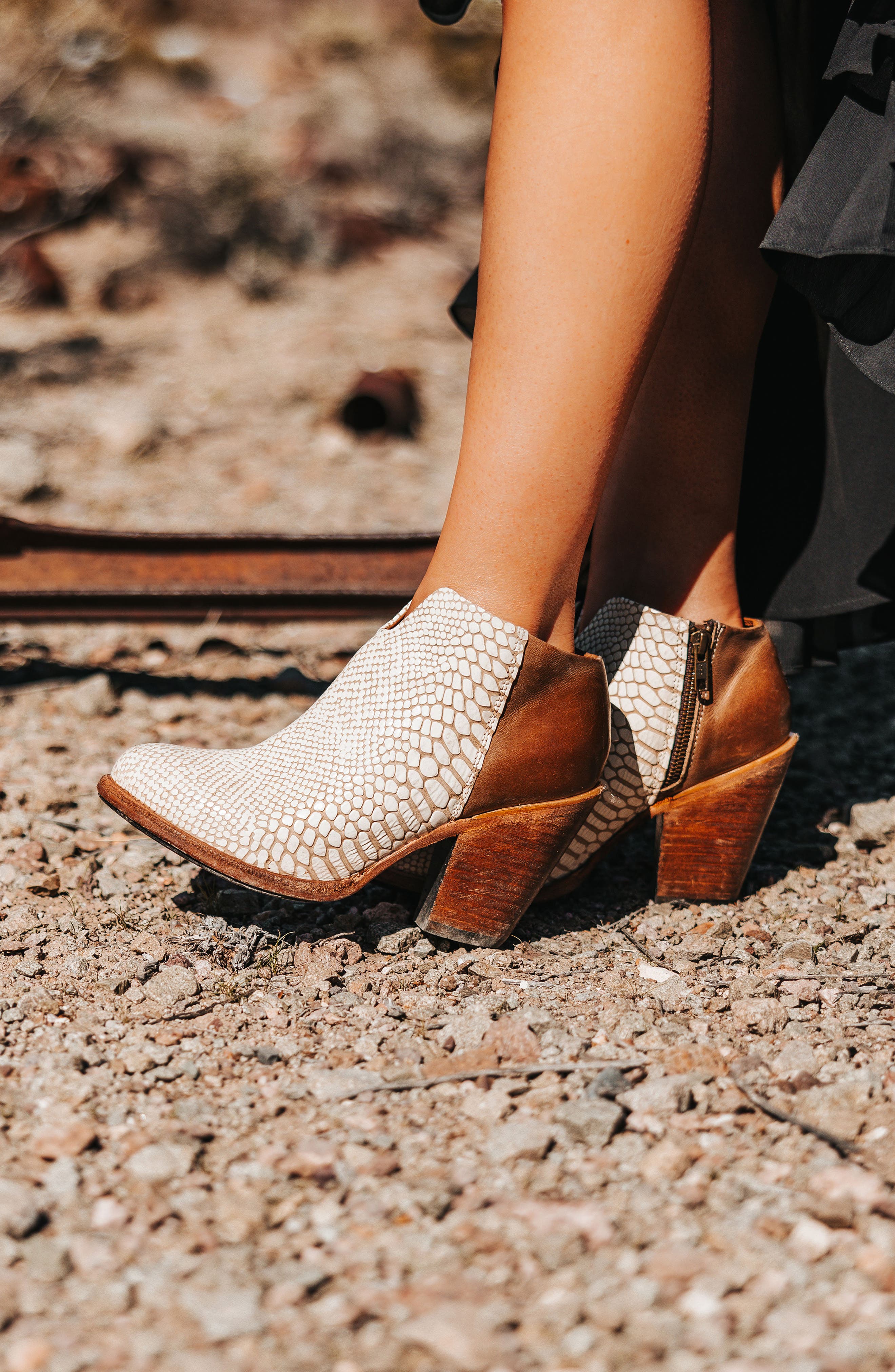 Detroit Croc Embossed Leather Bootie, Alternate, color, WHITE SNAKE