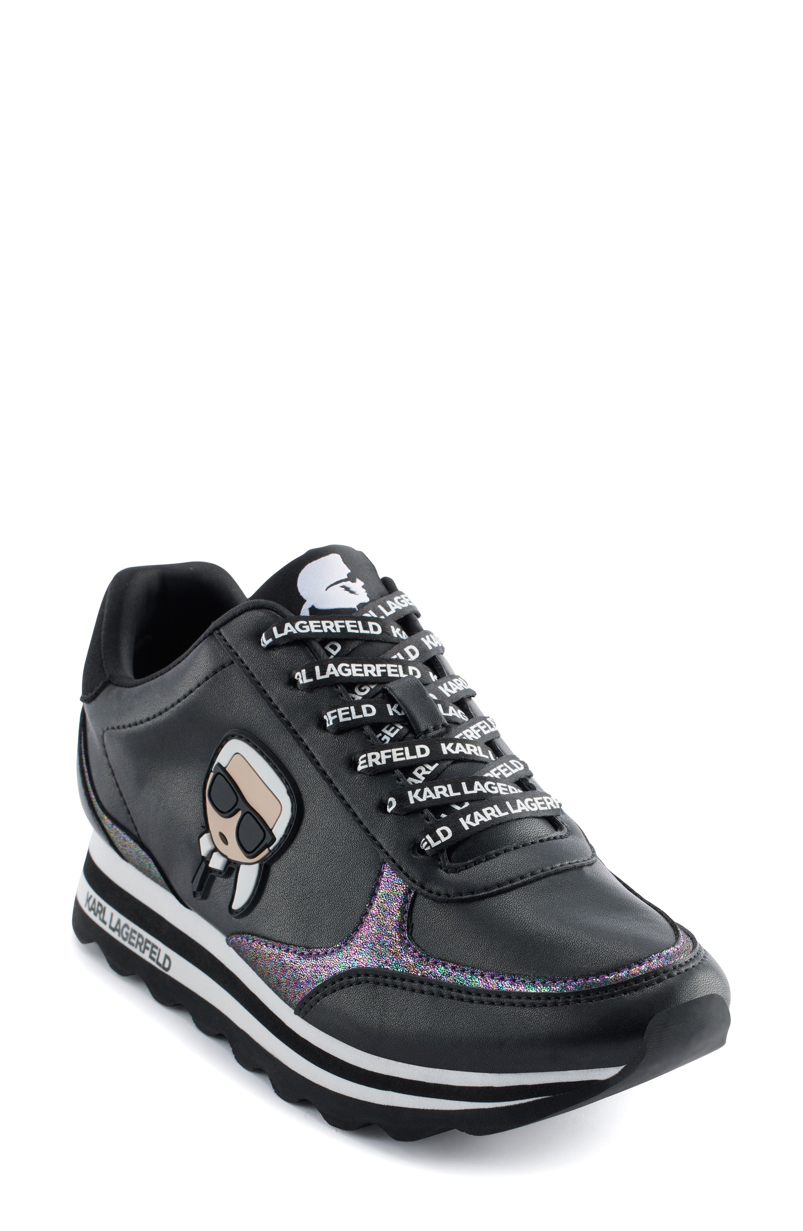 KARL LAGERFELD PARIS Platform Sneaker, Main, color, Black Multi