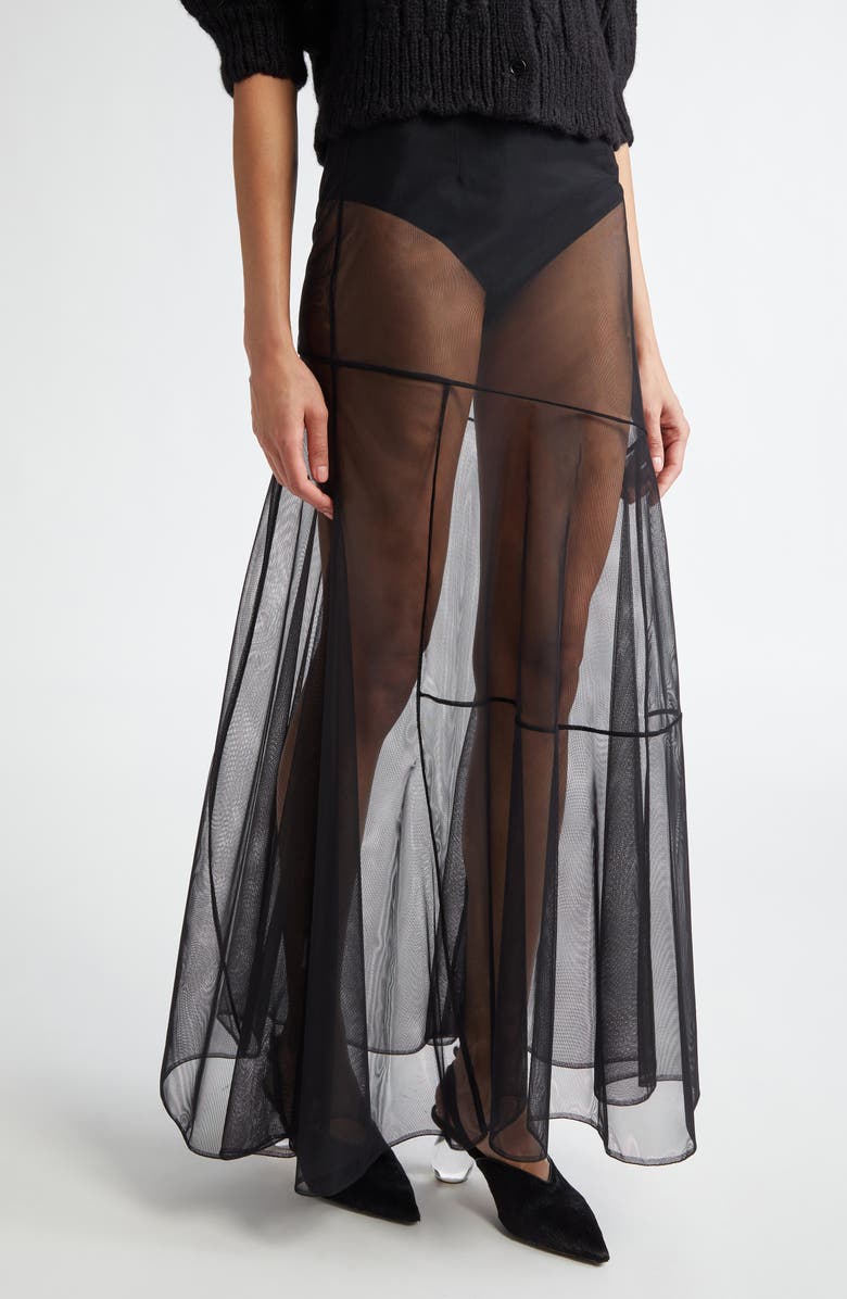 Simone Rocha Sheer Bias Cut Tulle Maxi Skirt, Alternate, color,
