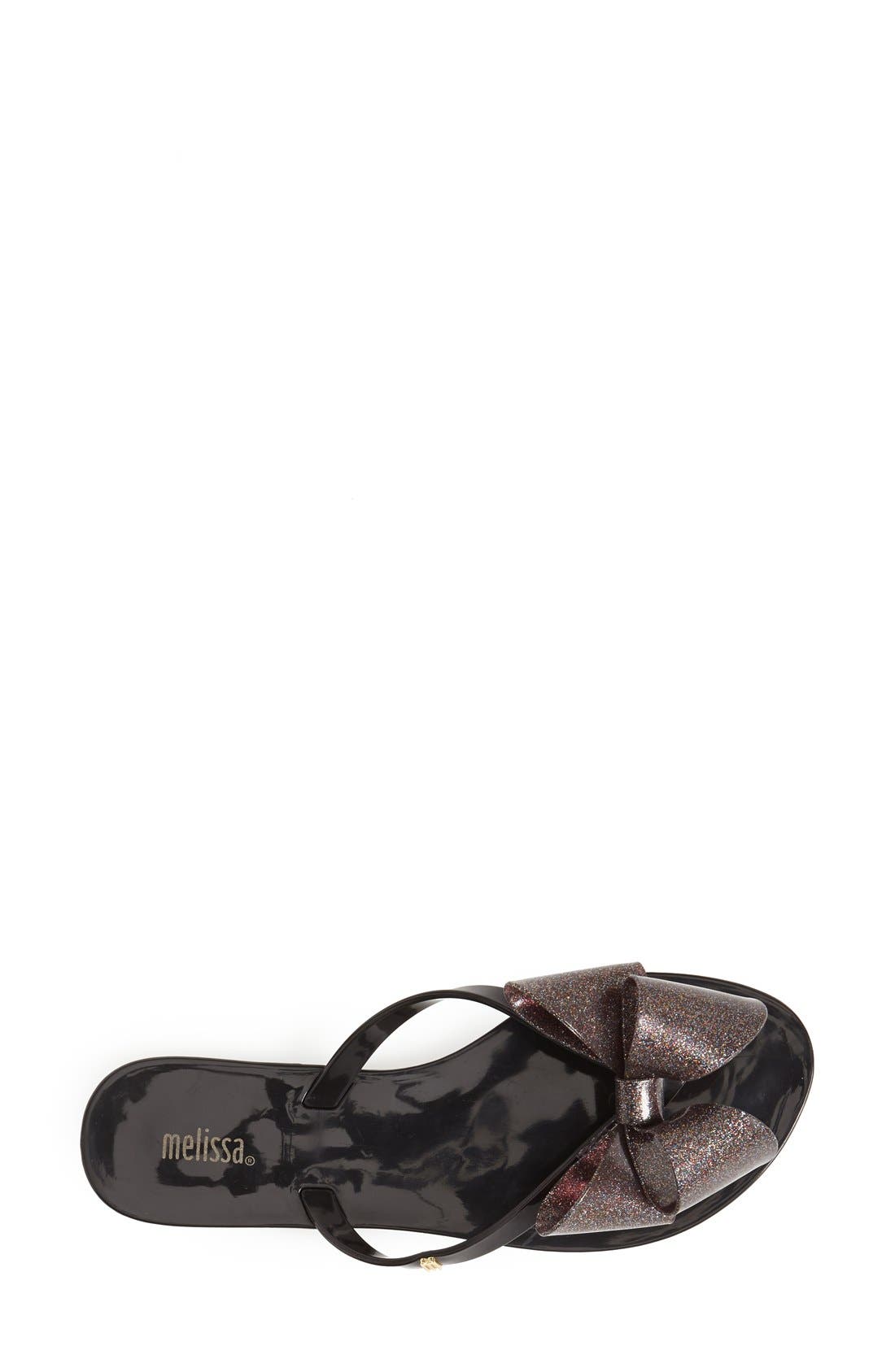 'Harmonic Bow' Jelly Thong Sandal, Alternate, color, BLACK