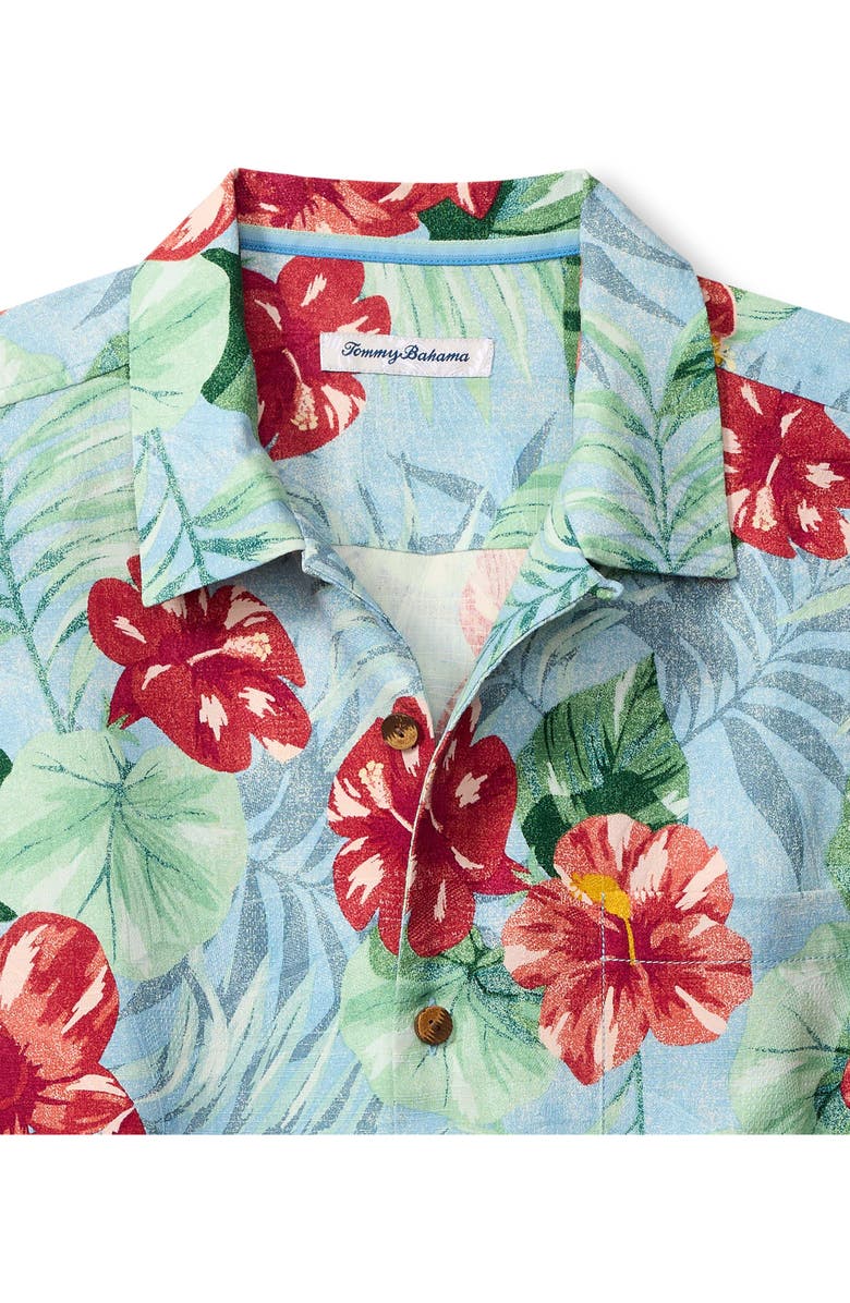 Tommy Bahama Fridas Garden Floral Silk Camp Shirt, Alternate, color, Morning Sky