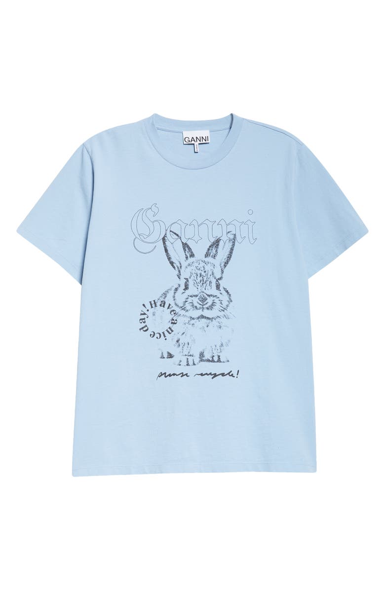 Ganni Future Basic Bunny Cotton Graphic T-Shirt, Alternate, color, Soft Chambray