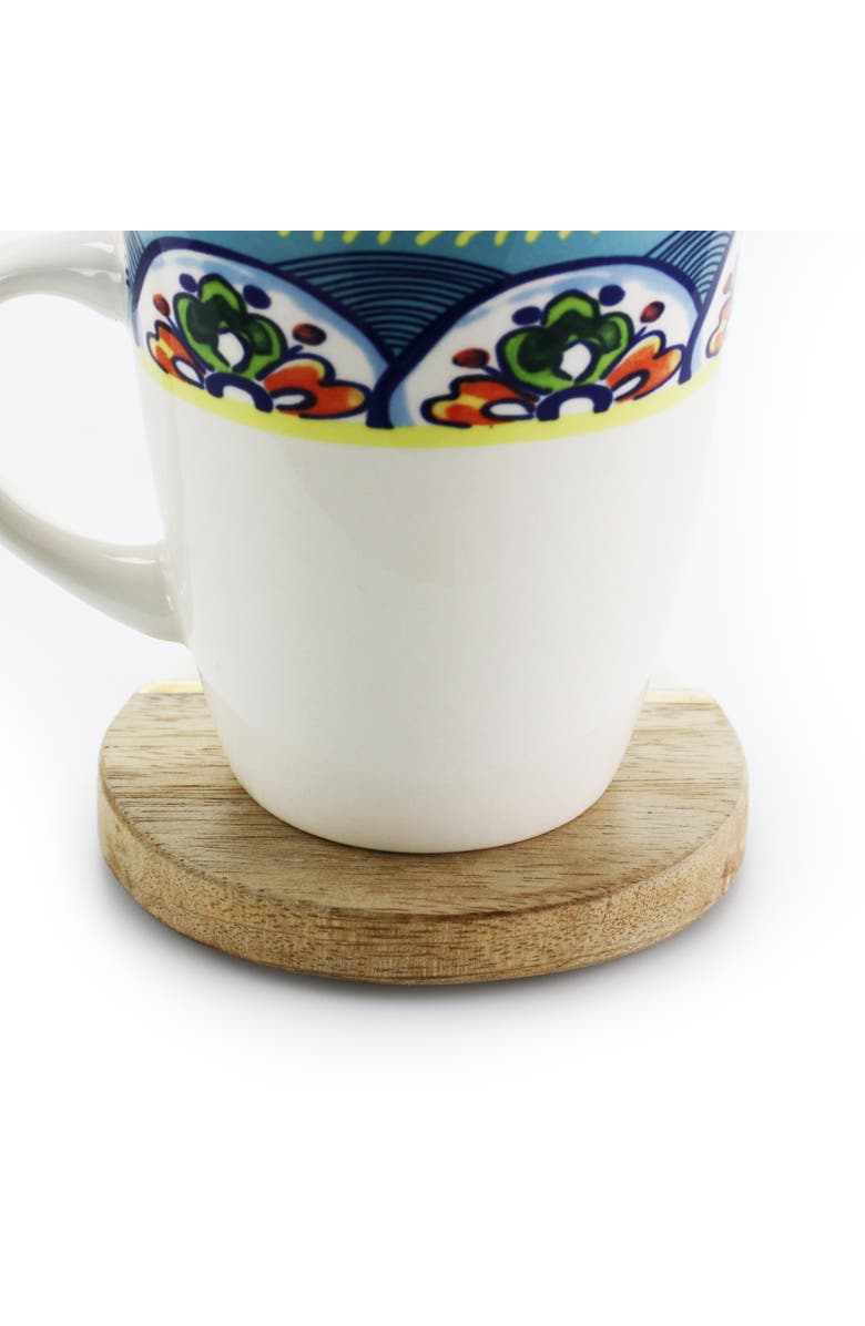 Gibson Elite Pinehurst 4 Piece 4 Inch Inlaid Marble and Wood Coaster, Alternate, color, Beige