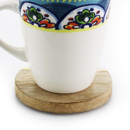 Gibson Elite Pinehurst 4 Piece 4 Inch Inlaid Marble And Wood Coaster In Multi