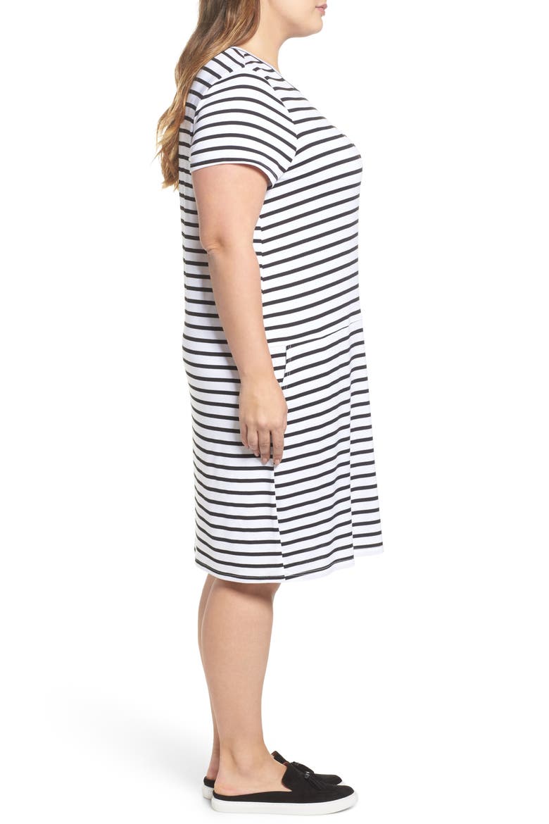 Knit Shift Dress, Alternate, color, WHITE- BLACK STRIPE
