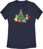 POKEMON Women's Pokemon Christmas Tree Characters  Graphic T-Shirt