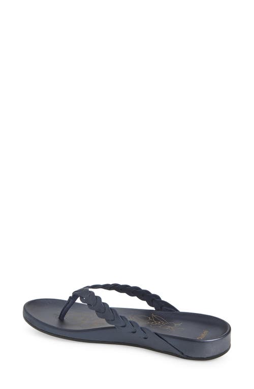 Olukai Lei Leather Flip Flop In Blue