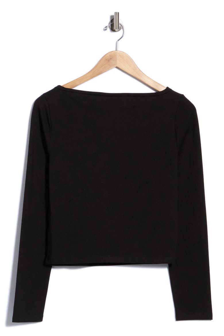 Dastja Crystal Logo Long Sleeve Top, Alternate, color, BLACK