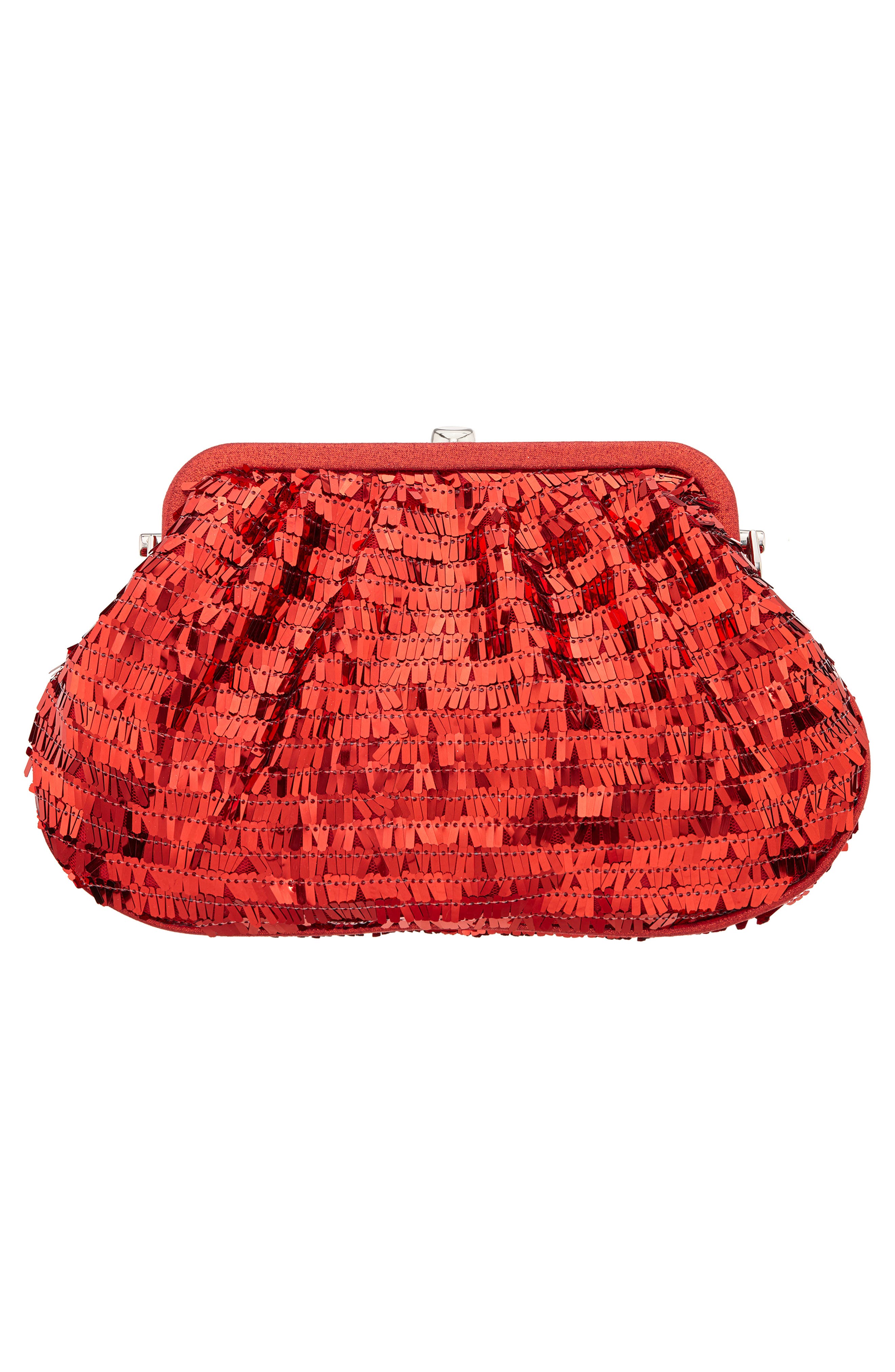 June Sequin Frame Clutch, Alternate, color, RED
