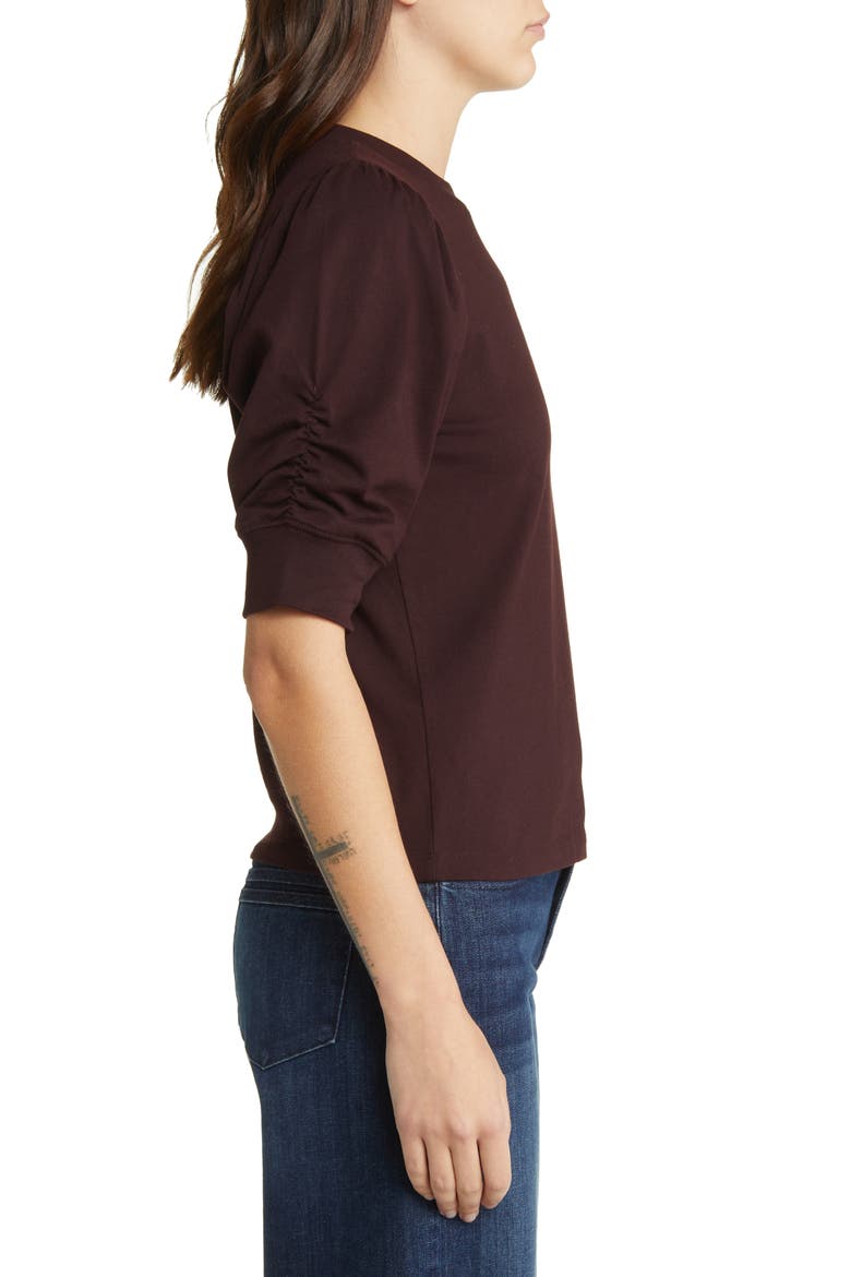 Frankie Puff Sleeve Organic Cotton Knit Top, Alternate, color, BURGUNDY