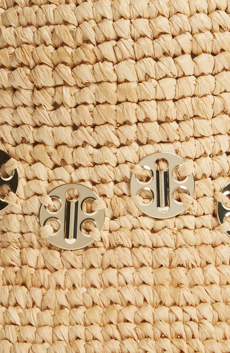 Rabanne Disc Detail Straw Bucket Hat, Alternate, color, 