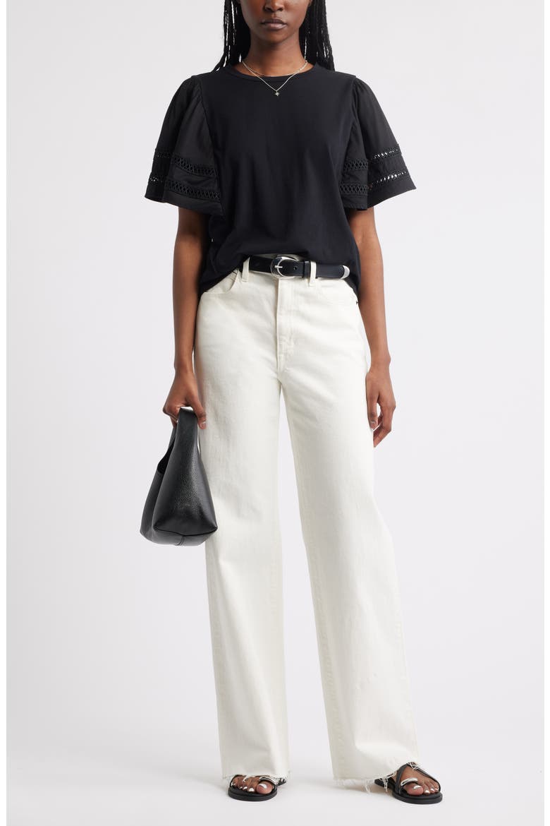 Mixed Media Top, Alternate, color, BLACK