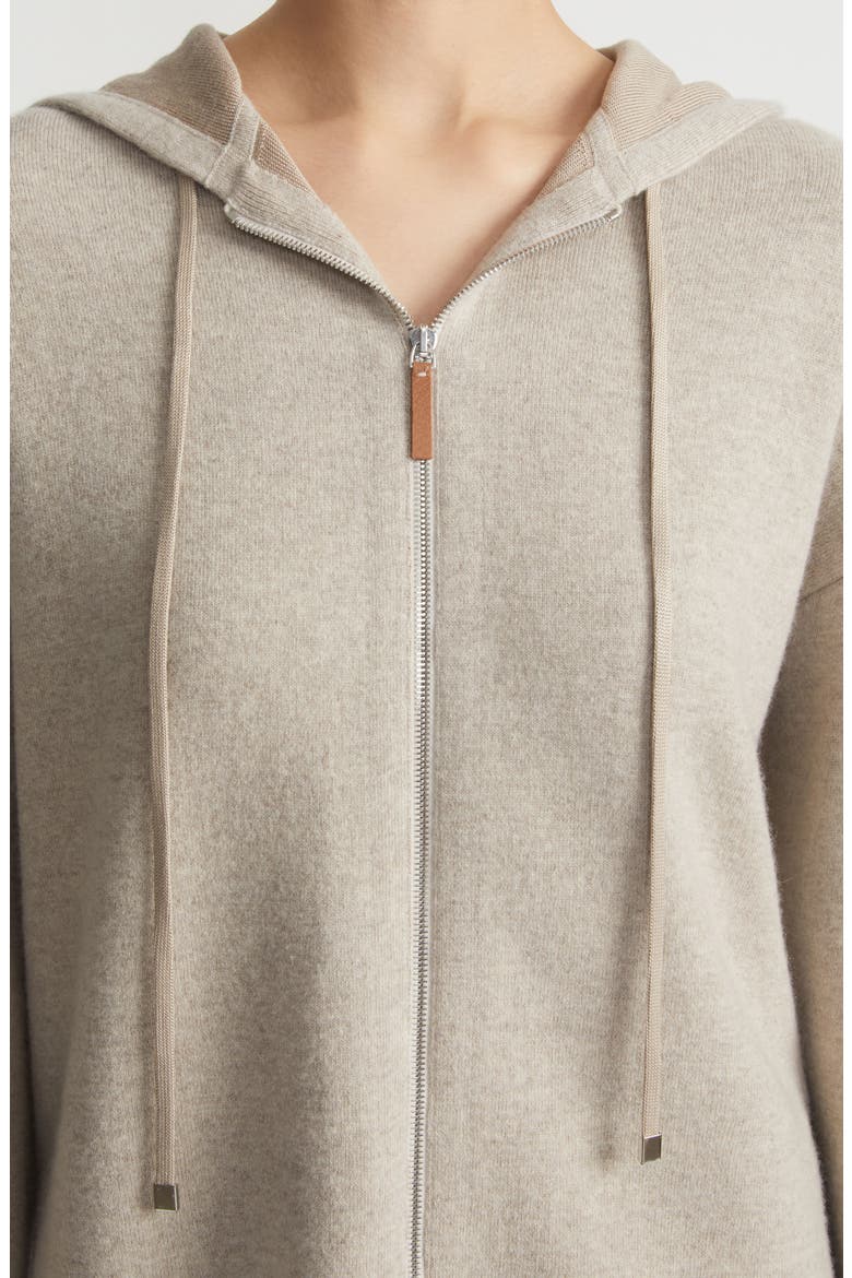 Double Knit Cashmere Zip Hoodie, Alternate, color, TAUPE MELANGE