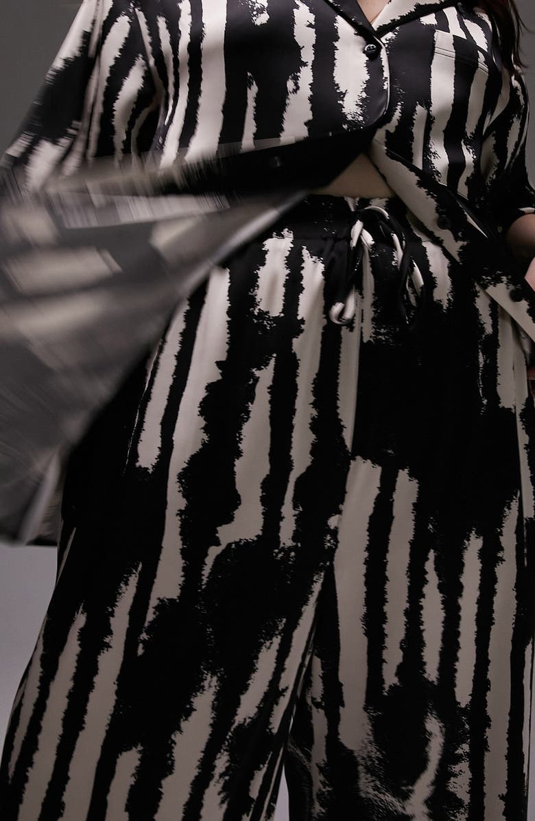 Topshop Abstract Print Wide Leg Satin Pants, Alternate, color, 