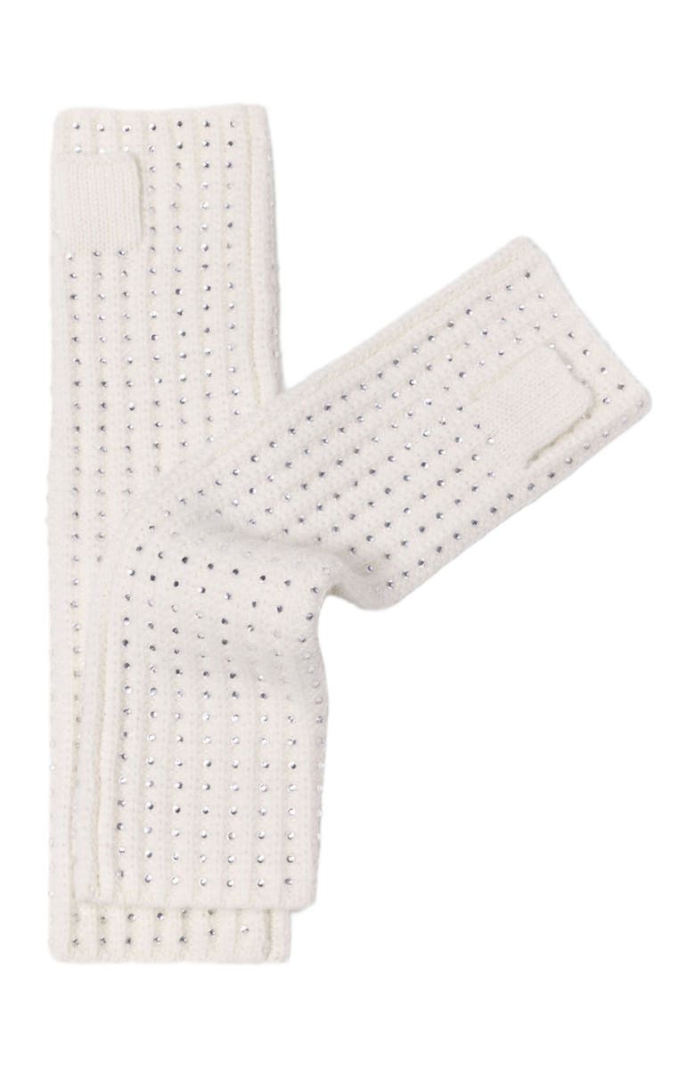 maje Wool and rhinestone mittens, Alternate, color, Ecru