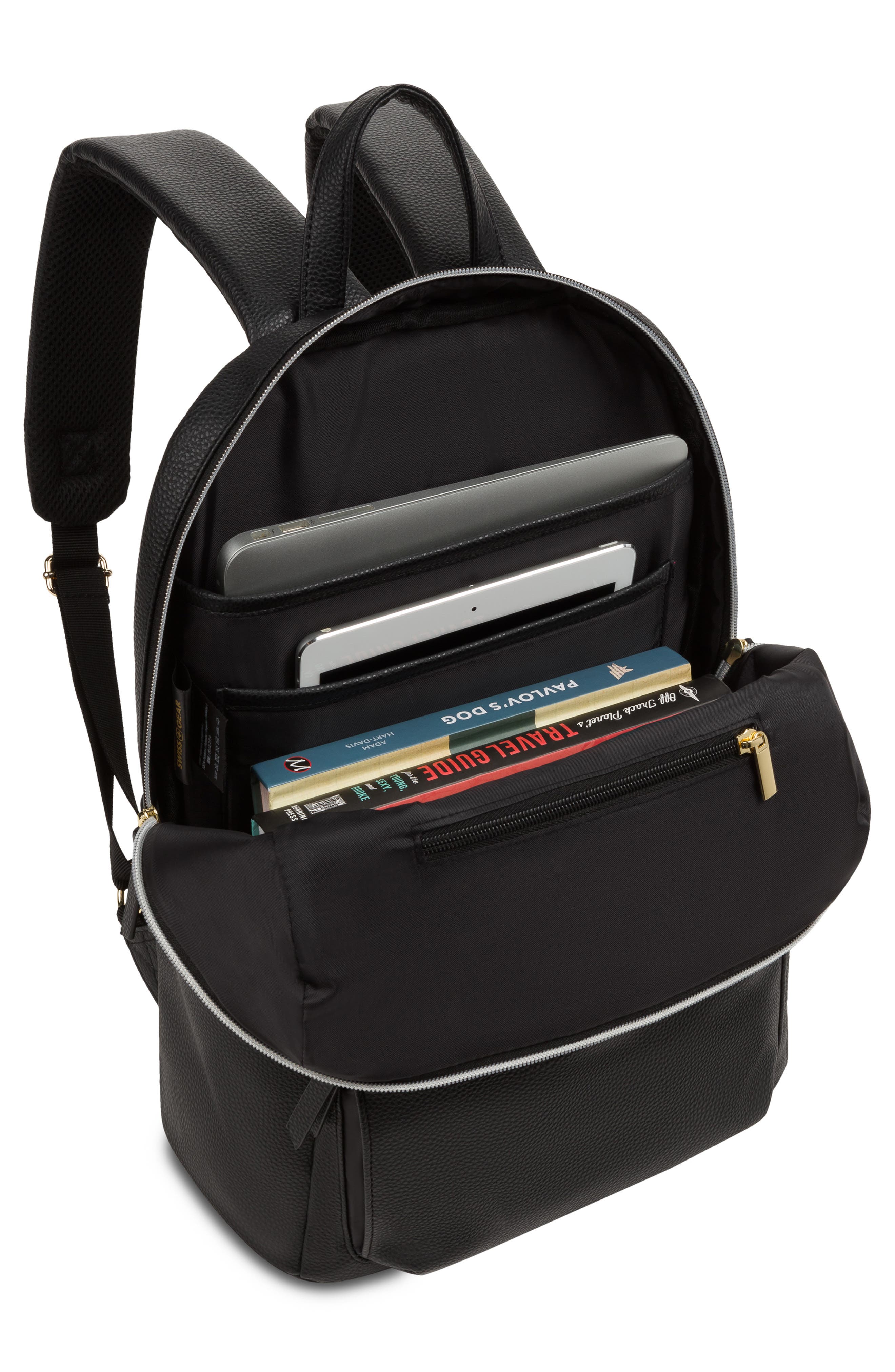 SWISSGEAR 9901 Faux Leather Laptop Backpack, Alternate, color, Black