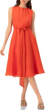 IVONNE Midi A-Line Dress with Waist Tie