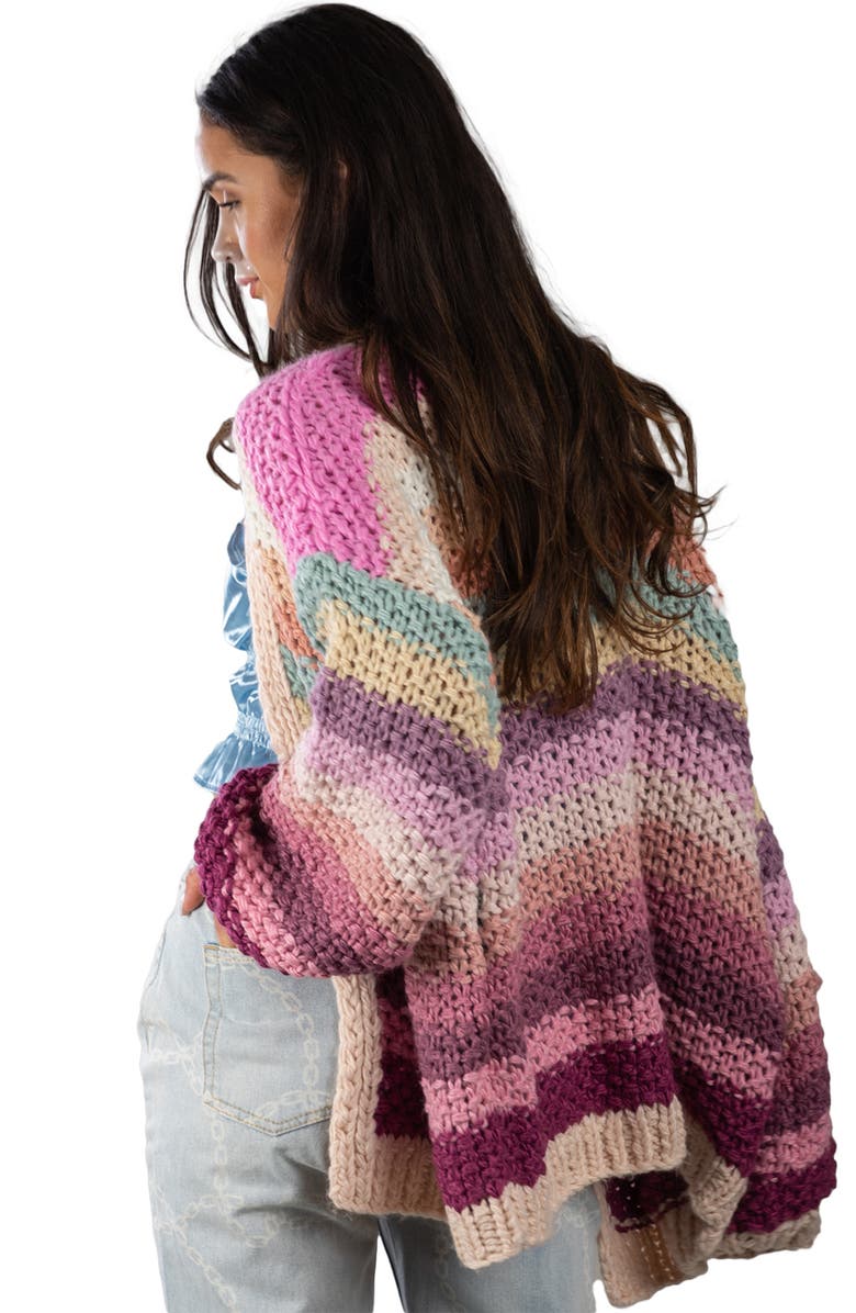 SAACHI Mayflower Stripe Crochet Cardigan, Alternate, color, Pink Multi