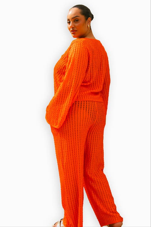 Fashion-szn Curve Wide Leg Crochet Resort Pants In Orange