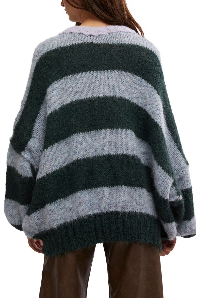 Paris Stripe Oversize Alpaca & Wool Blend Sweater, Alternate, color, FOREST CLOUD COMBO