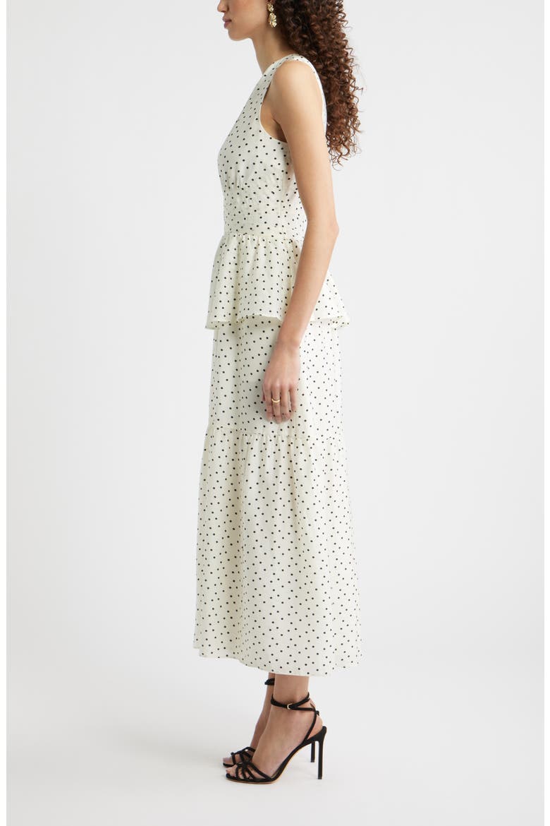 Crewneck Seamed Waist Maxi Dress, Alternate, color, IVORY DELILAH DOT